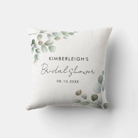 Coussin Eucalyptus Verdure Écriture Fête de Mariage (Verso)