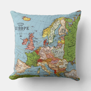 Coussin Europe vintage Carte générale du XXe siècle