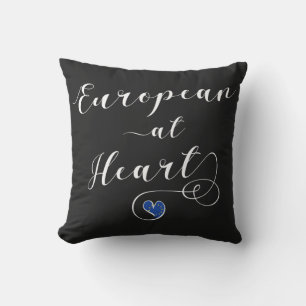 Coussin Européen au coeur, Europe, Europhile