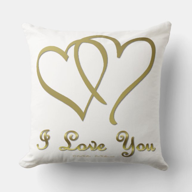 Coussin Eventré Gold Hearts i Love You (Recto)
