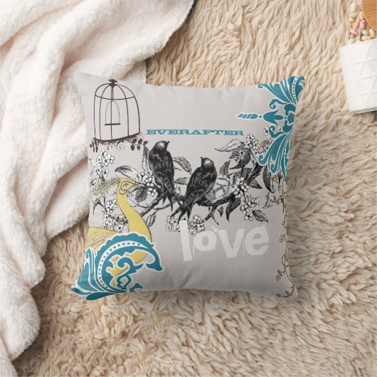 Coussin Everafter Bride Turquoise gris peacock Birdcage (Couverture)