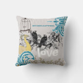 Coussin Everafter Bride Turquoise gris peacock Birdcage (Verso)