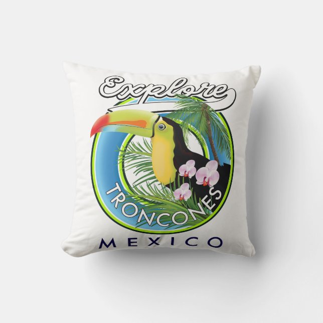 Coussin Explorer Troncones Mexique logo rétro (Recto)