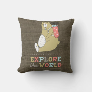 Coussin Explorez le monde Boho Bear Kids