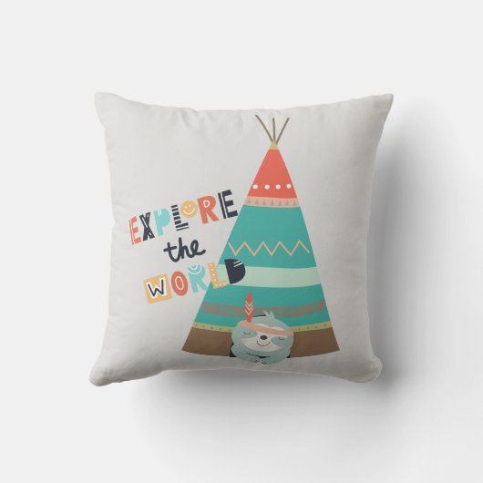 Coussin Explorez le monde Boho Sloth (Verso)