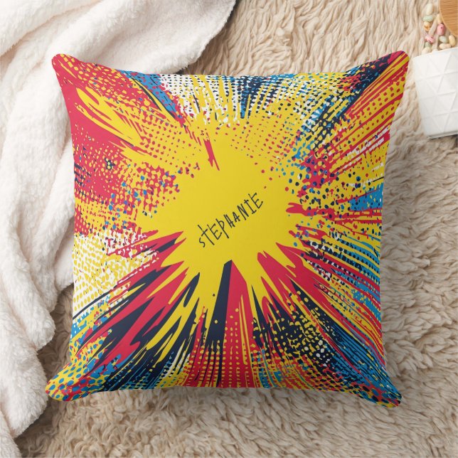 Coussin Explosion d'art pop de style comique (3) (Couverture)