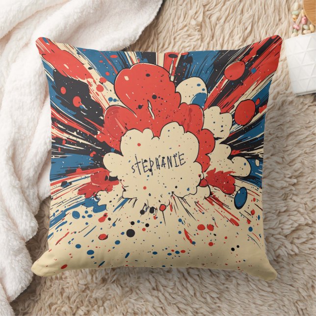 Coussin Explosion d'art pop de style comique (4) (Couverture)