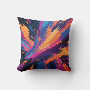 Coussin Explosion de couleur aux coups de pinceau abstrait