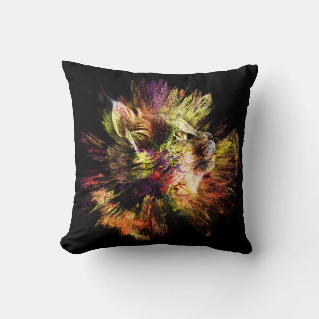 Coussin Explosion de couleur de la catplosion avec un Kitt (Recto)