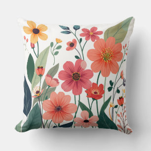 Coussin Explosion de fleurs botaniques colorées - Motif fl