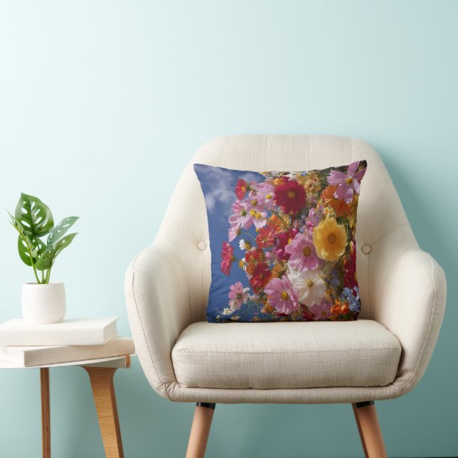 Coussin Explosion de fleurs sauvages de prairie estivale - (Chaise)