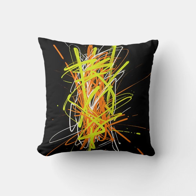 Coussin Explosion d'énergie abstraite néon chaotique (Recto)