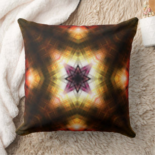 Coussin Explosion d'étoile géométrique radiante avec lumiè