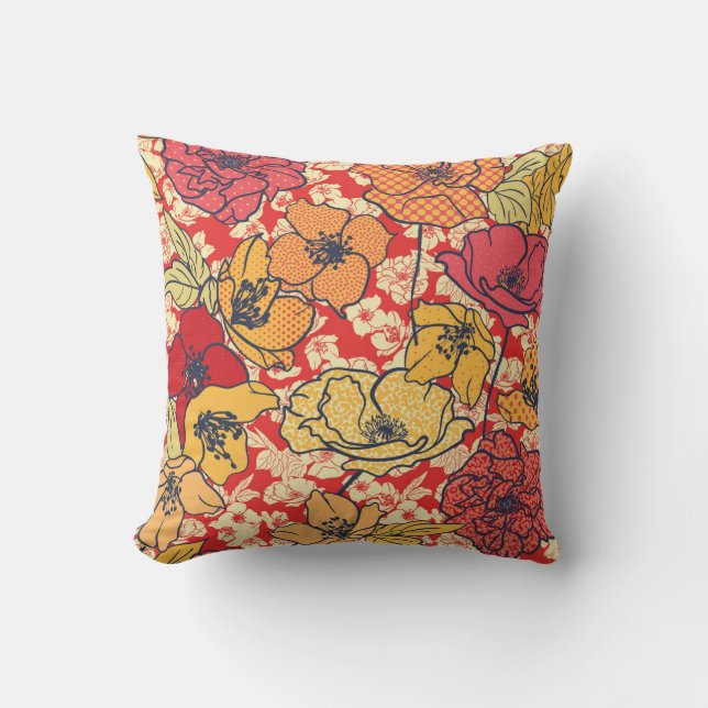 Coussin Explosion florale : Tendance Vintage transparente. (Recto)