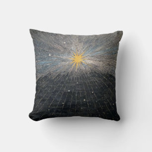 Coussin Explosion Stellaire Jaune Abstraite Mystique Céles