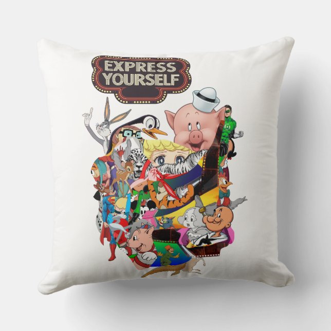 Coussin Express Yourself Rétro Collage de Personnages de D (Verso)