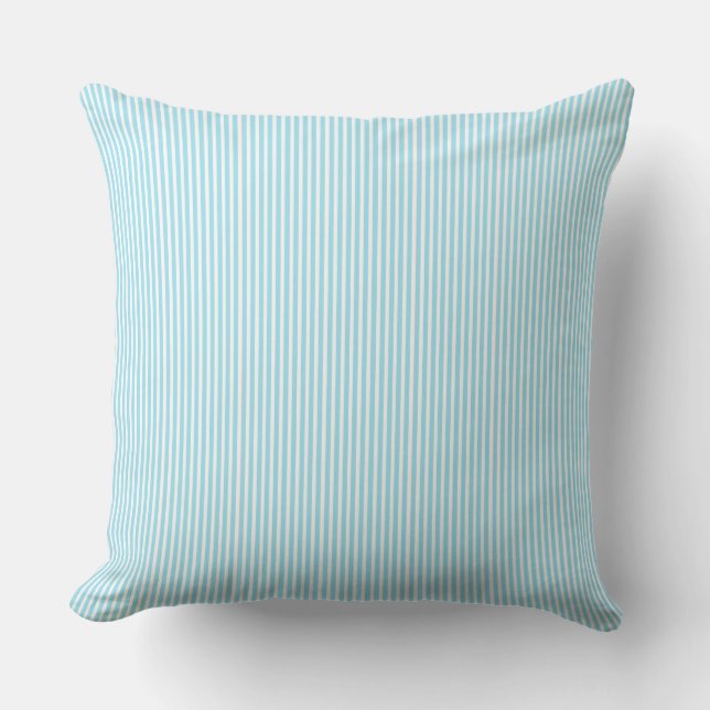 Coussin extérieur Aqua and White Pin Stripe 20x20 (Recto)