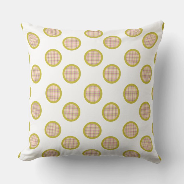 Coussin extérieur blanc à pois gingham (Recto)