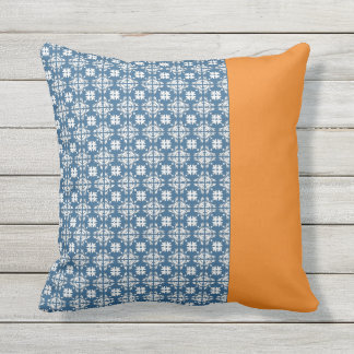 Coussin extérieur bleu et orange