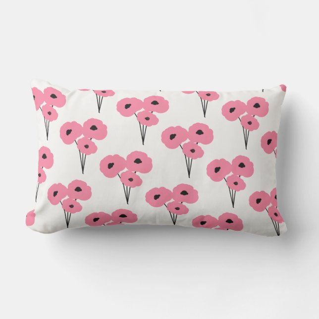 COUSSIN EXTÉRIEUR CHIC MOD ROSE & POPIES NOIRES (Recto)