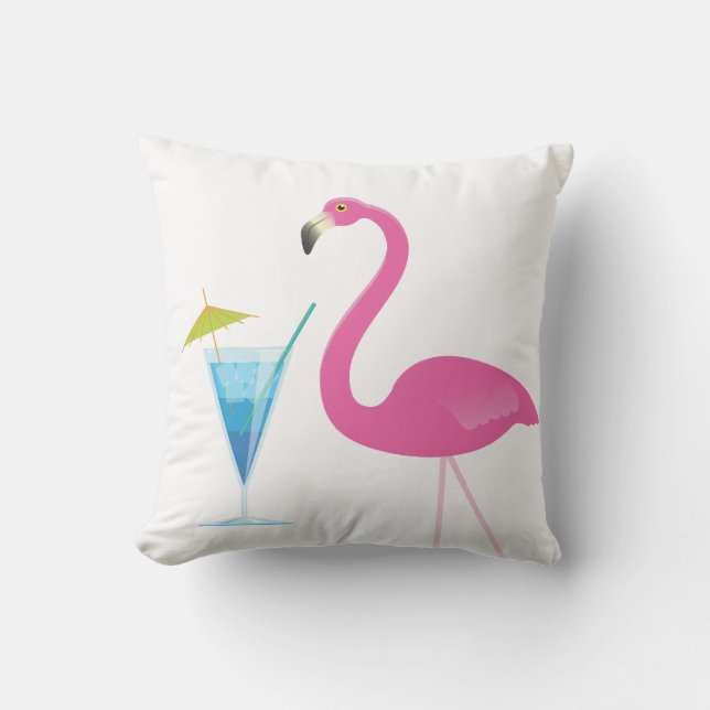 Coussin extérieur de Flamant rose et de cocktail (Recto)