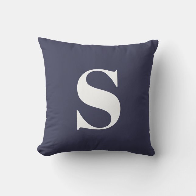 Coussin extérieur de la Marine bleu Monogramme ini (Recto)
