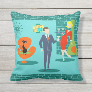Coussin extérieur de l'âge de la caricature Retro 