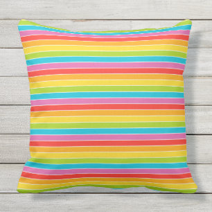 Coussin extérieur de rayure colorée mexicaine de