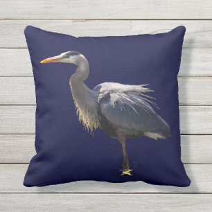 Coussin extérieur d'oiseau de héron de grand bleu
