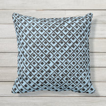 Coussin extérieur en Carré bleu et noir géométriqu
