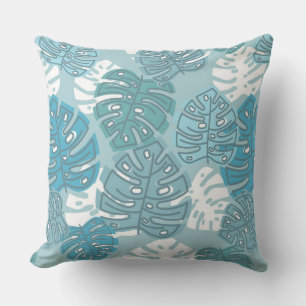 coussin extérieur feuille bleu