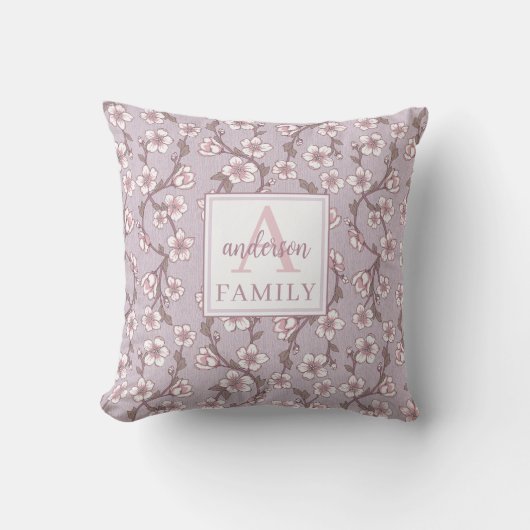 Coussin extérieur Lavender Floral Monogram (Recto)