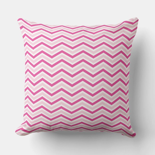 Coussin extérieur moderne rose Chevron (Recto)