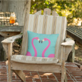 Coussin Extérieur Turquoise Flamingos S'Embrassant (Chaise)