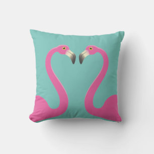 Coussin Extérieur Turquoise Flamingos S'Embrassant
