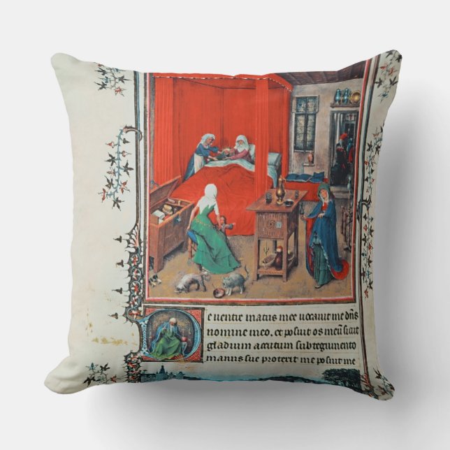 Coussin f.93v la naissance de Jean-Baptist et du Baptis (Recto)