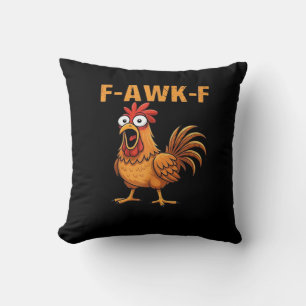 Coussin F-Awk-F Poulet F-Caw-F Coq Drôle Humour Mème