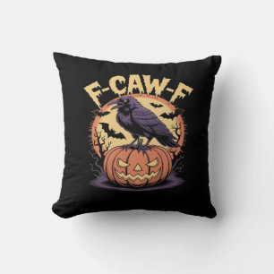 Coussin F-Caw-F Corbeau de Halloween effrayant Citrouille-