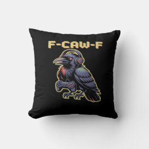 Coussin F-Caw-F Corbeau de jeu avec casque - Stream Edgy