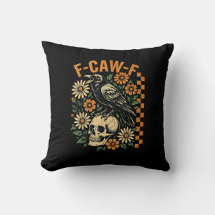 Coussin F-Caw-F Corbeau Jeu de mots Drôle d'oiseau Croassa