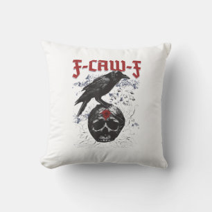 Coussin F-Caw-F Drôle de corbeau d'Halloween Humour gothiq