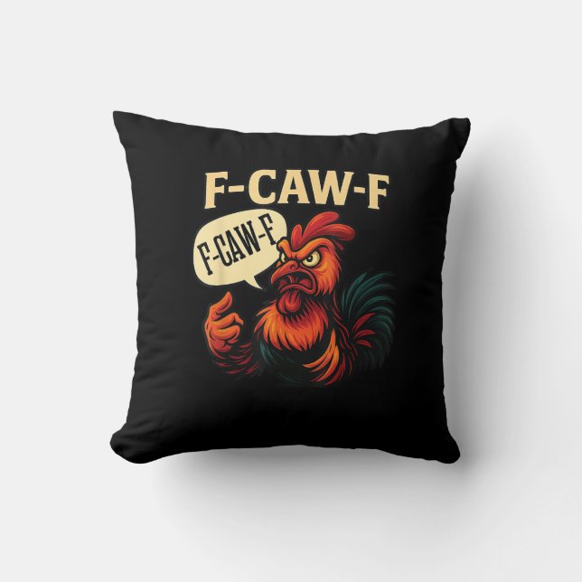 Coussin F Caw F Funny Angry Rooster Graphic Retro Style (Recto)
