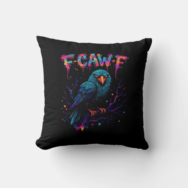 Coussin F Caw F Funny Bird Crow Raven Pun Joke Saying (Recto)