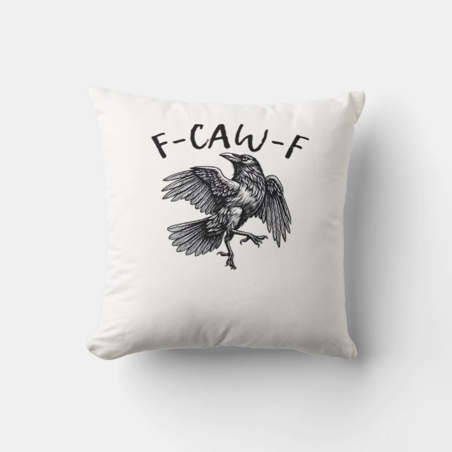 Coussin F Caw F Funny Crow Vintage Graphic (Recto)