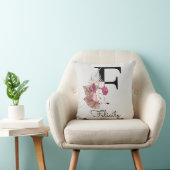 Coussin F initial en rose monogramme (Chaise)