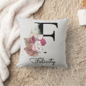 Coussin F initiale rose personnalisée (Couverture)