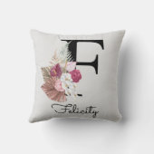 Coussin F initiale rose personnalisée (Verso)