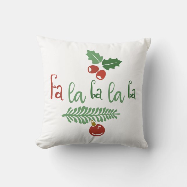 Coussin Fa La La La Festive Vintage Noël (Recto)