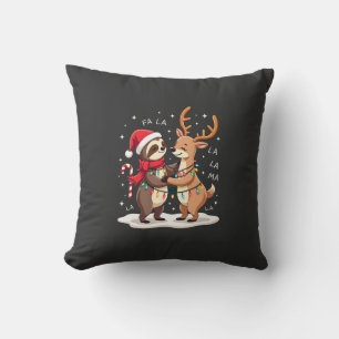 Coussin Fa La La Lama Lumières de Noël Paresseux à Cheval