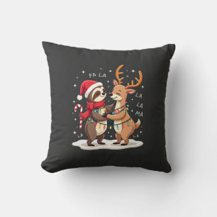 Coussin Fa La La Lama Lumières de Noël Paresseux à Cheval